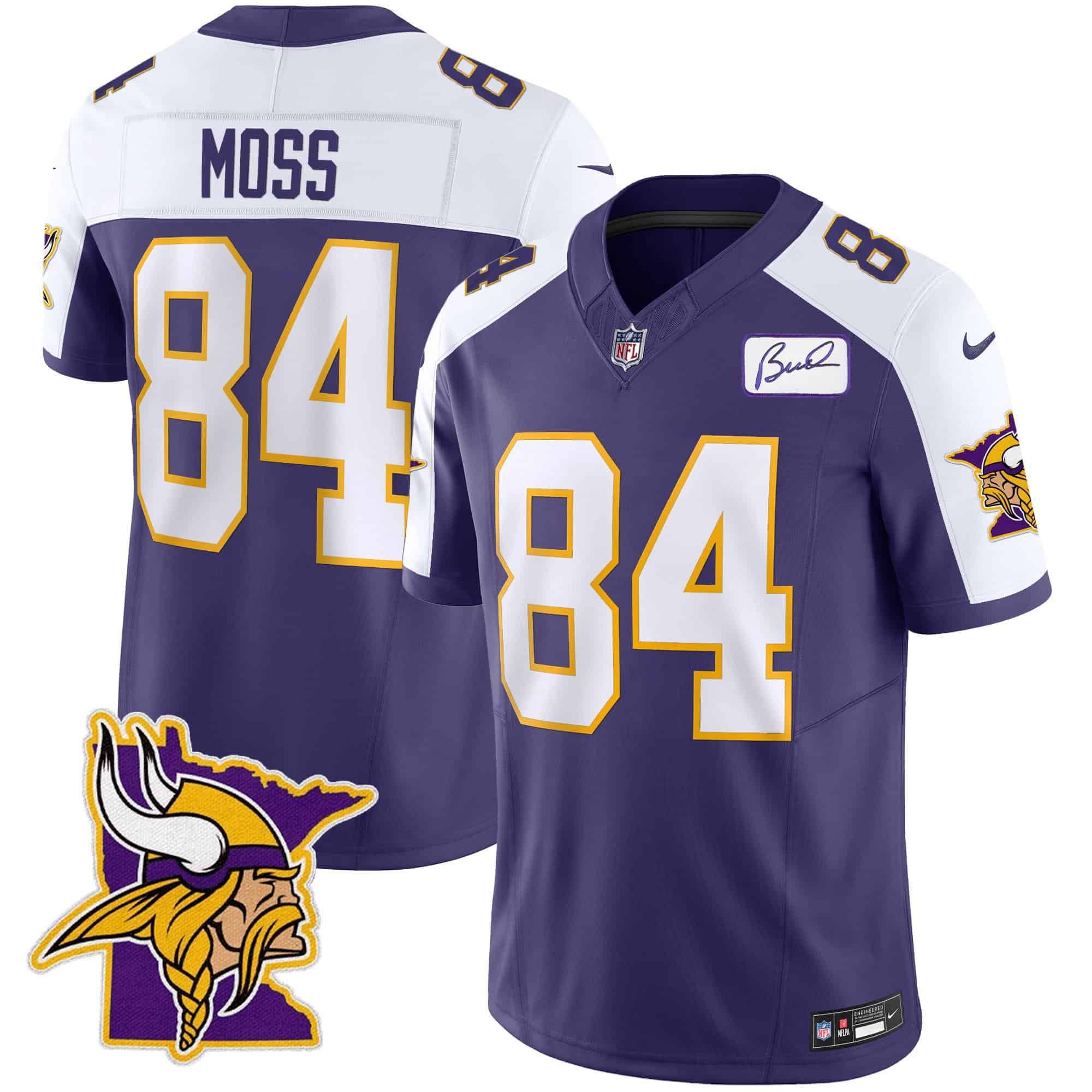 Men Minnesota Vikings 84 Moss Purple 2024 Nike Patch Classic Limited NFL Jersey